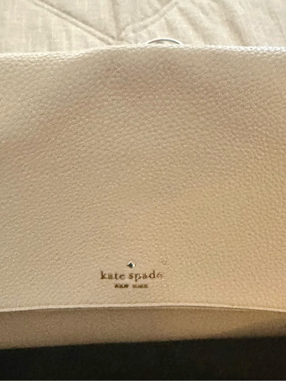 kate spade Cream Pebbled Leather Crossbody with Gold Logo